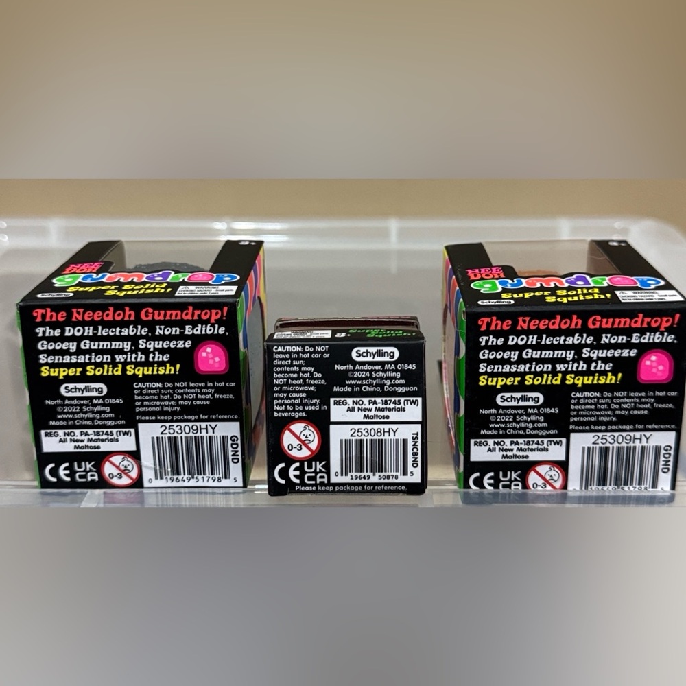 Nee Doh squishy toys: pink Mini Ice Cube and two Gum Drops - Picture 6 of 6